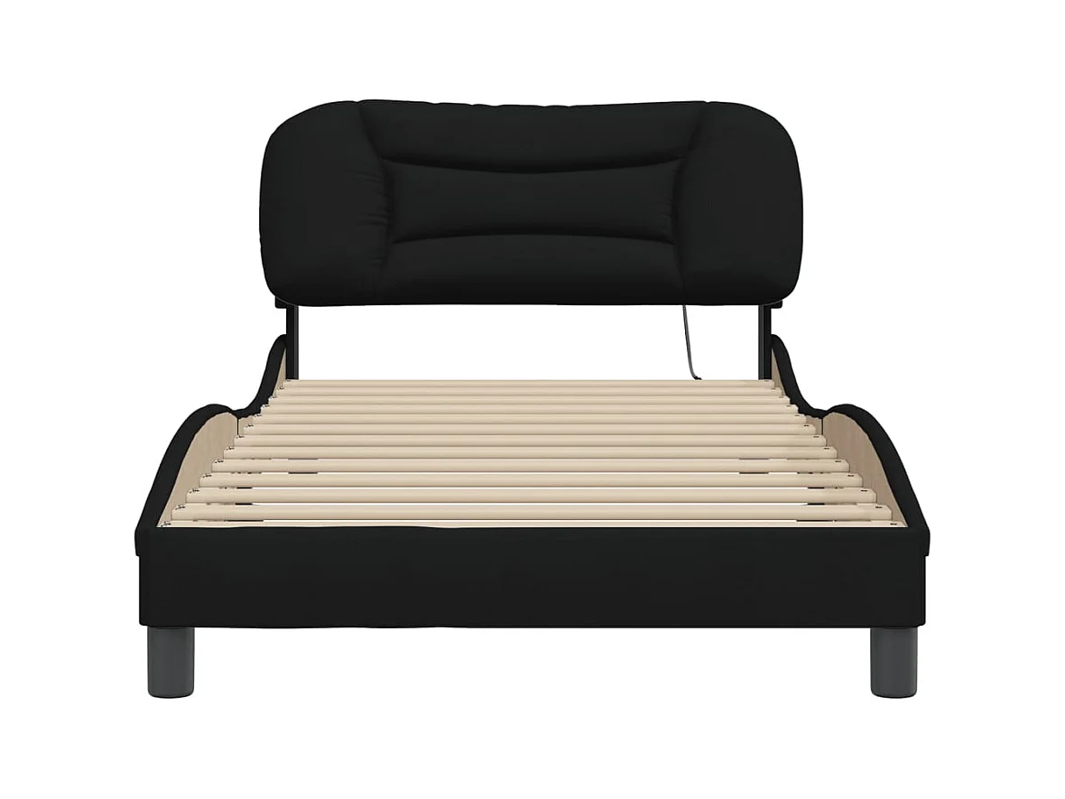 Cadre de lit sans matelas Hvar noir 100x200 cm tissu