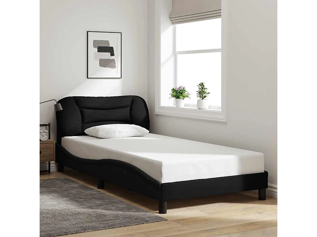 Cadre de lit sans matelas Hvar noir 100x200 cm tissu