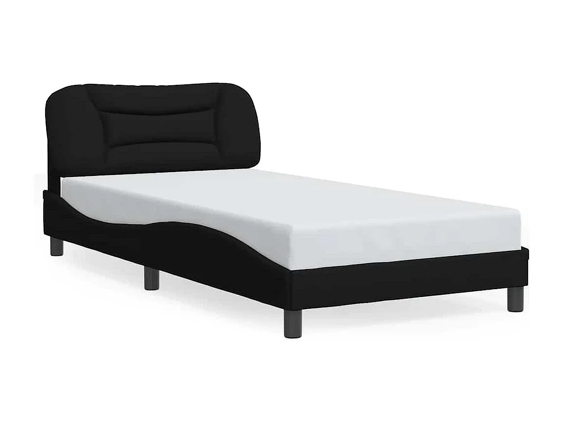 Cadre de lit sans matelas Hvar noir 100x200 cm tissu