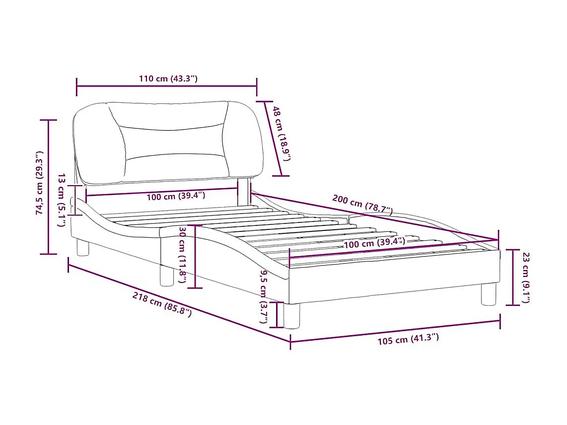 Bedframe zonder matras "Hvar" 100x200 cm stof zwart