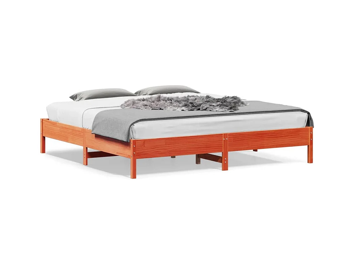 Cadre de lit sans matelas cire marron 200x200cm bois pin massif