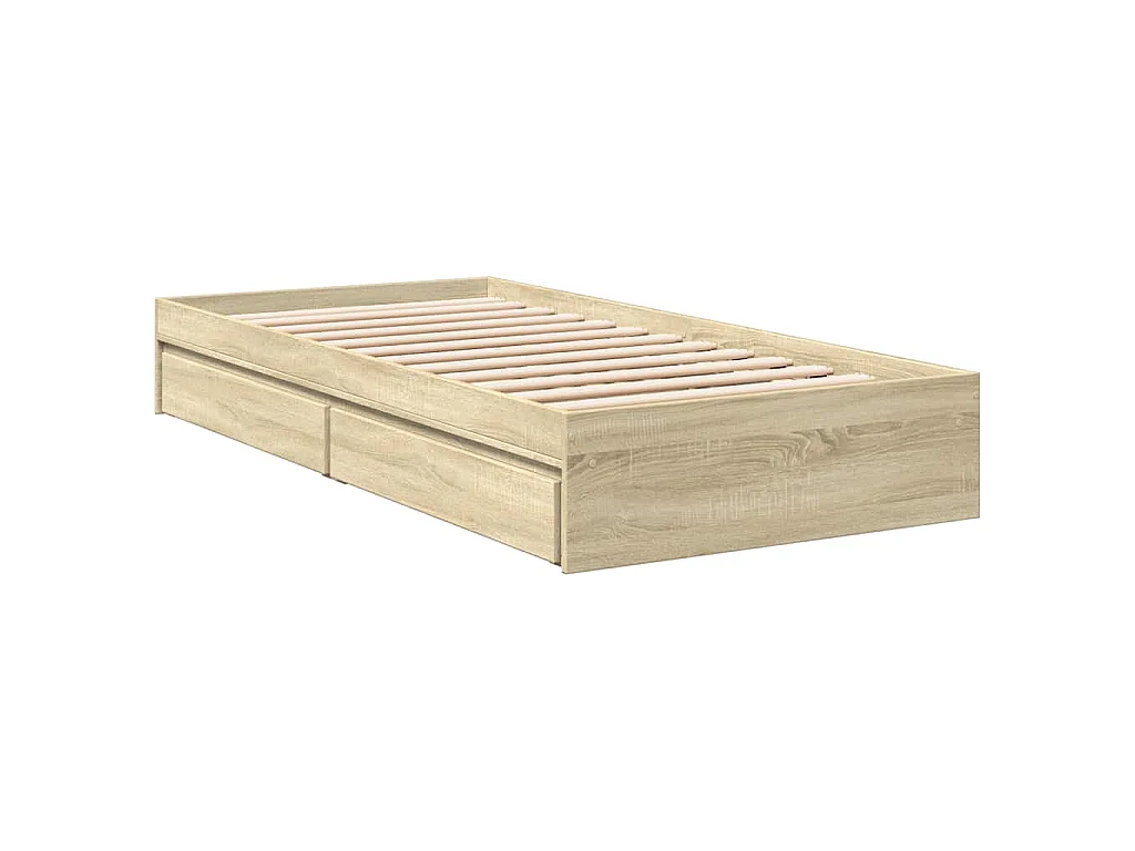 Cadre de lit avec tiroirs sans matelas chêne sonoma 100x200 cm