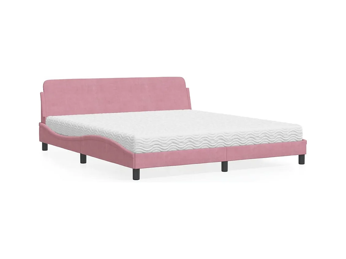 Lit avec matelas rose 180x200 cm velours