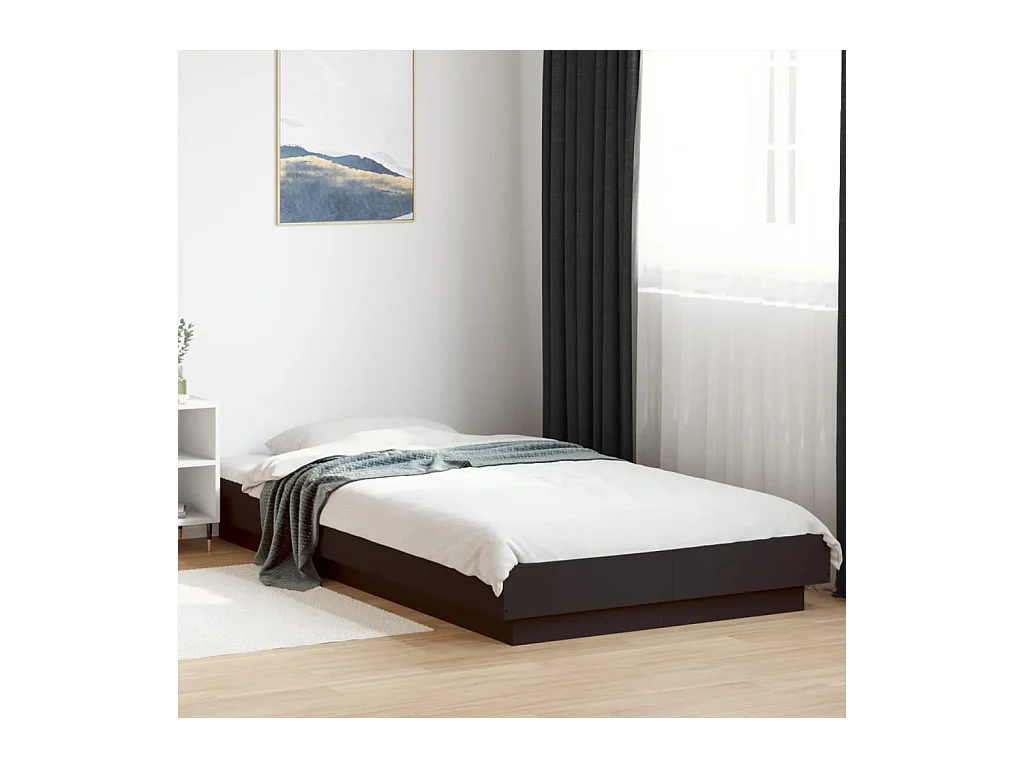 Cadre de lit avec lumières LED sans matelas noir 90x200 cm
