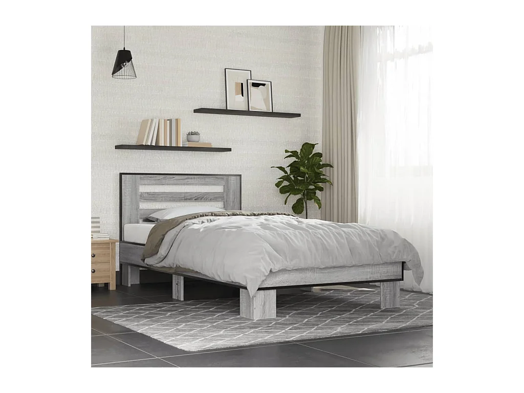 Cadre de lit sans matelas sonoma gris 100x200 cm