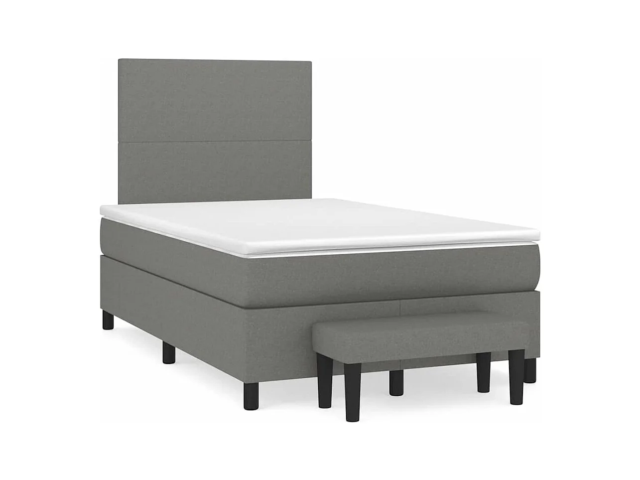 Sommier à lattes de lit avec matelas gris foncé 120x190cm tissu