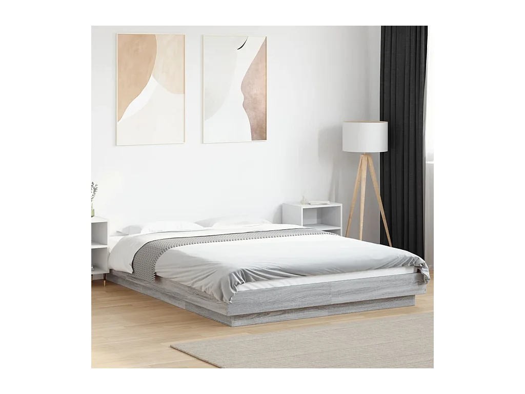 Bettgestell Grau Sonoma 135x190 cm Holzwerkstoff