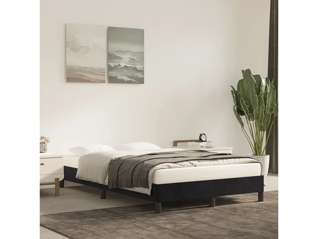 Cadre de lit sans matelas noir 120x190 cm velours