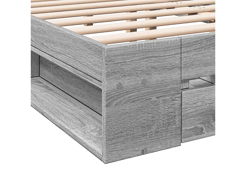 Bettgestell mit Schubladen Grau Sonoma 120x190 cm Holzwerkstoff