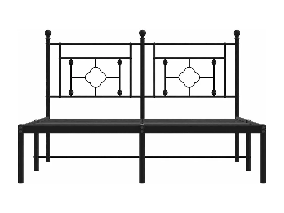 Cadre de lit métal sans matelas avec tête de lit noir 140x190cm