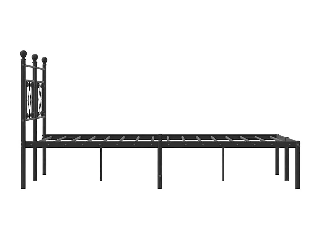Cadre de lit métal sans matelas avec tête de lit noir 140x190cm