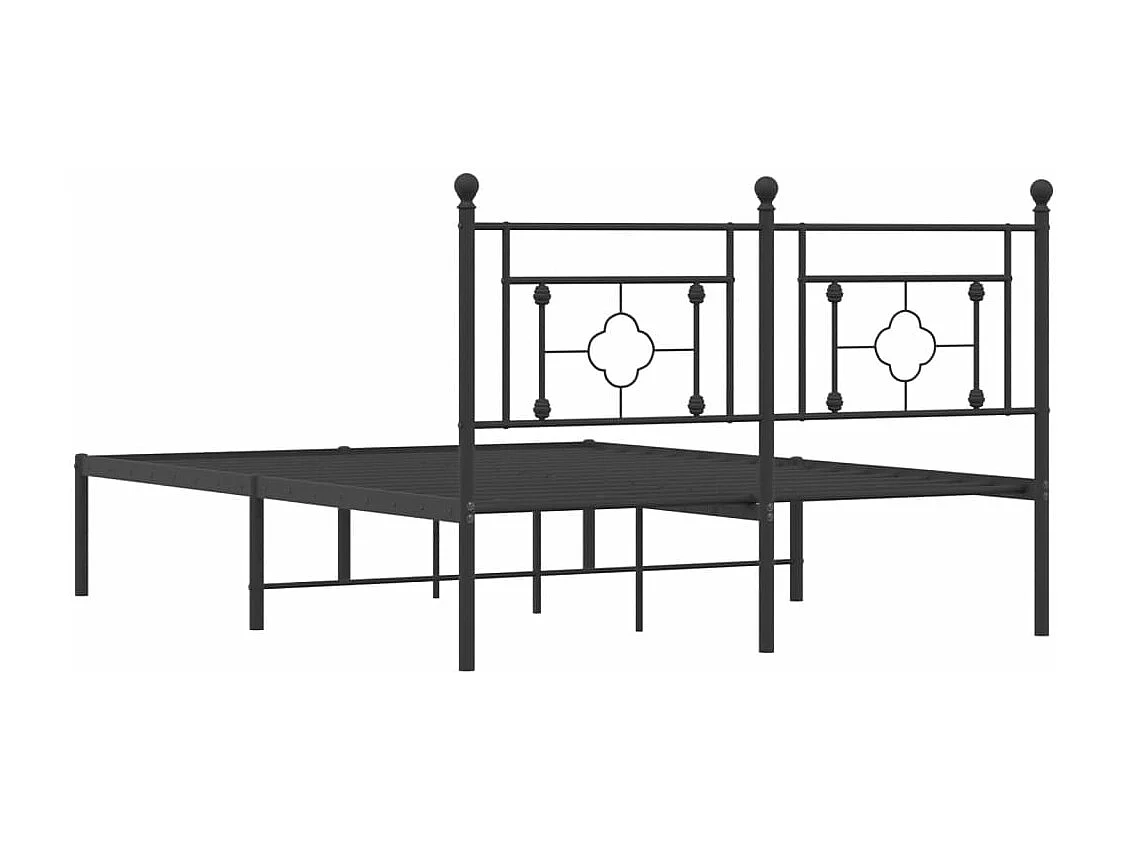 Cadre de lit métal sans matelas avec tête de lit noir 140x190cm