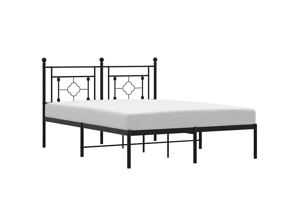 Cadre de lit métal sans matelas avec tête de lit noir 140x190cm