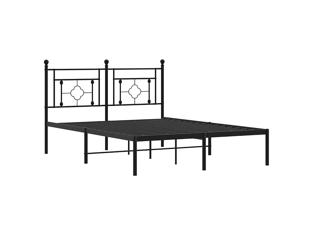 Cadre de lit métal sans matelas avec tête de lit noir 140x190cm