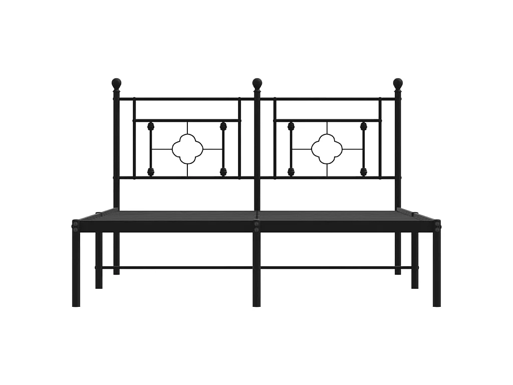 Cadre de lit métal sans matelas avec tête de lit noir 140x190cm