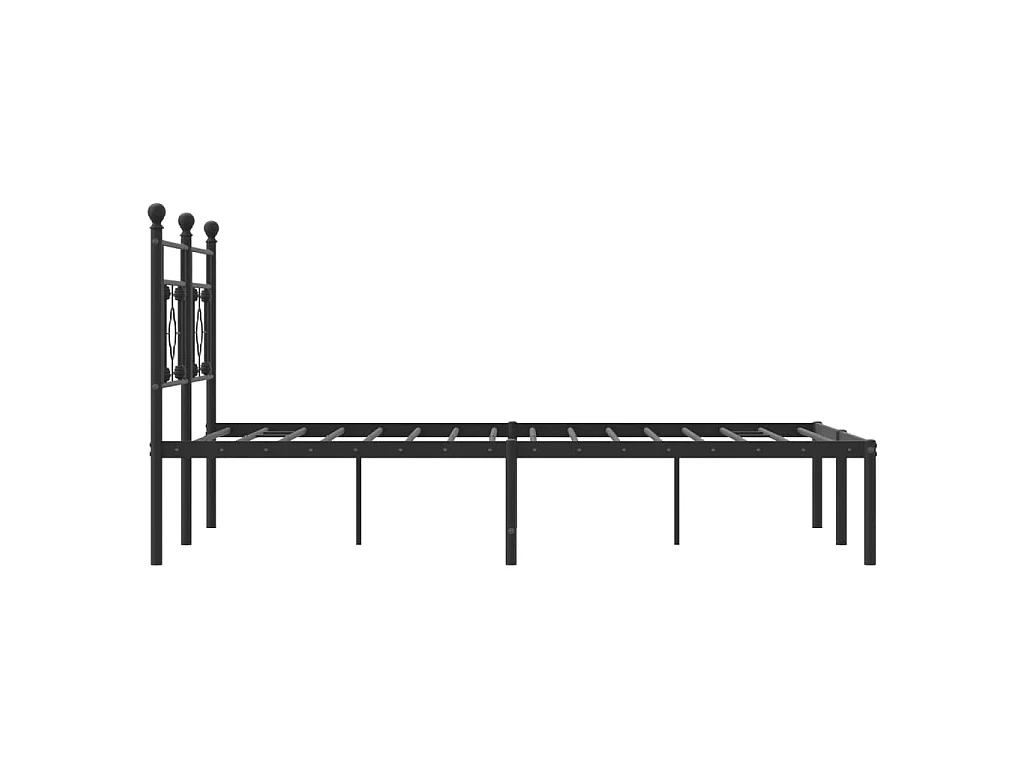 Cadre de lit métal sans matelas avec tête de lit noir 140x190cm