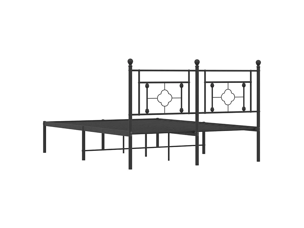 Cadre de lit métal sans matelas avec tête de lit noir 140x190cm