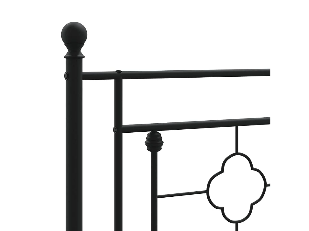 Cadre de lit métal sans matelas avec tête de lit noir 140x190cm