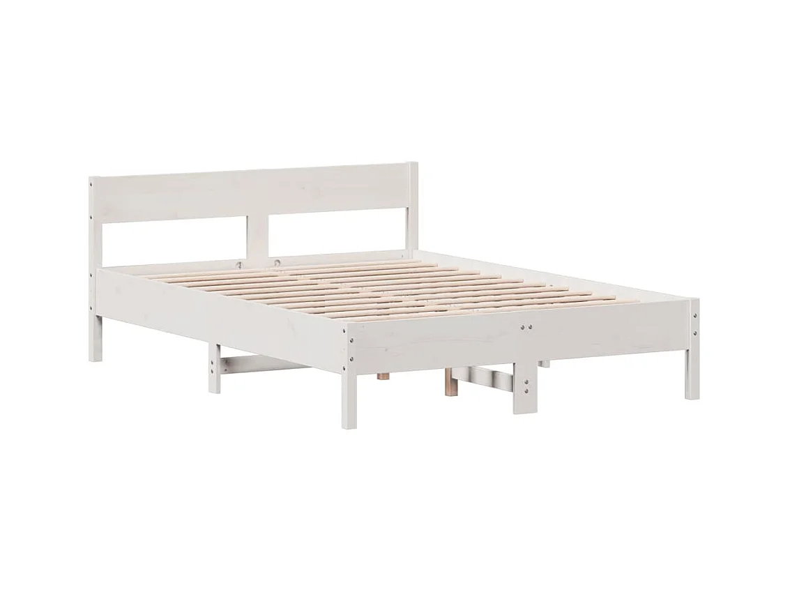 Cadre de lit sans matelas blanc 160x200 cm bois de pin massif