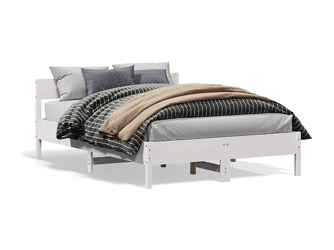 Letto senza Materasso Bianco 160x200 cm Legno Massello di Pino