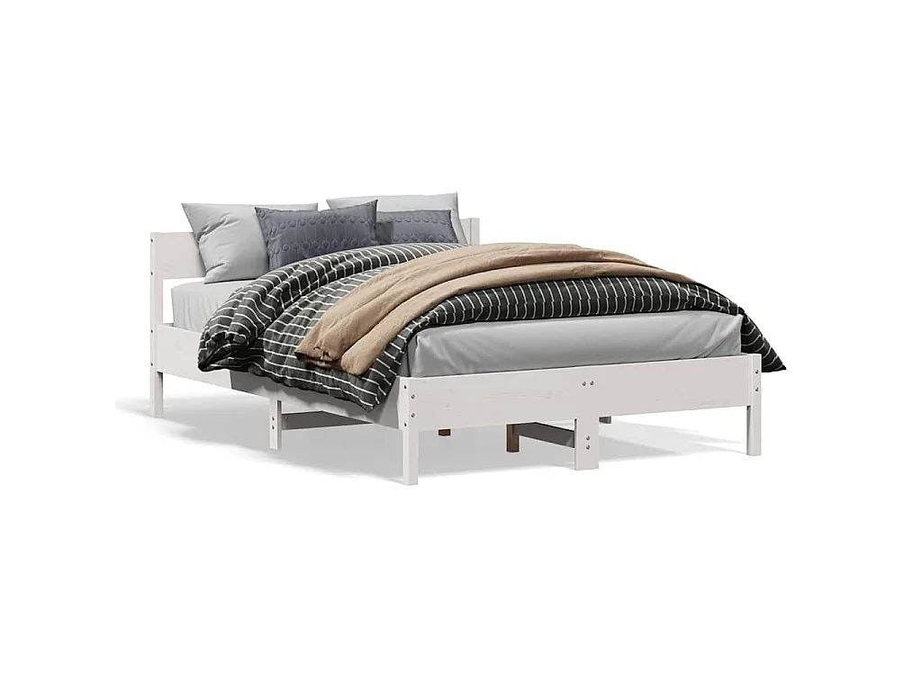 Bedframe zonder matras massief grenenhout wit 160x200 cm