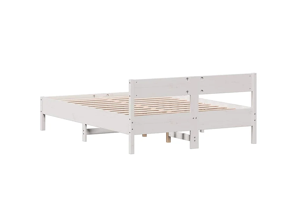 Bedframe zonder matras massief grenenhout wit 160x200 cm
