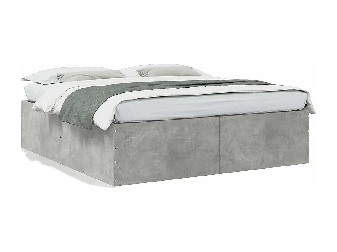 Cadre de lit sans matelas gris béton 200x200 cm