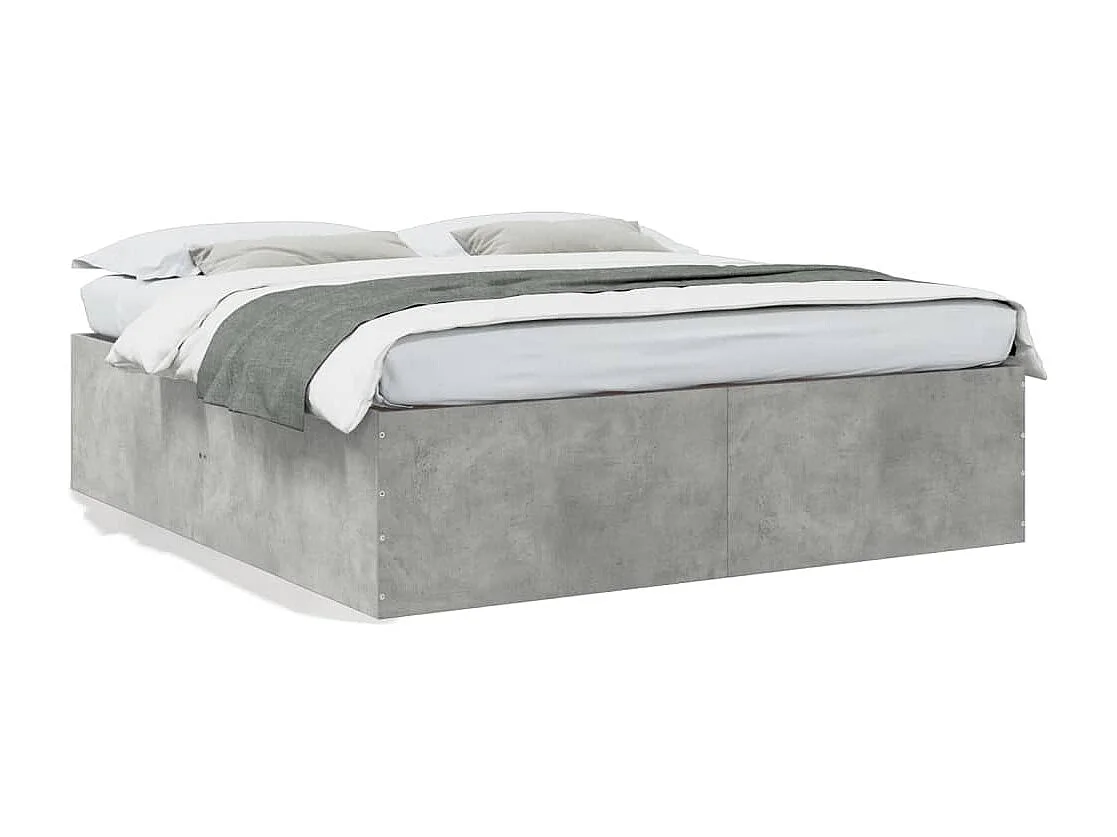 Cadre de lit sans matelas gris béton 200x200 cm