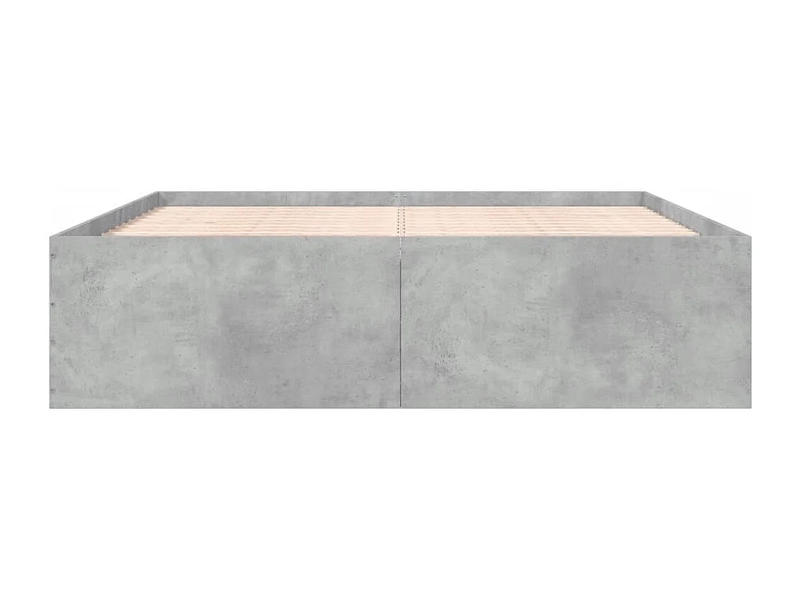 Cadre de lit sans matelas gris béton 200x200 cm