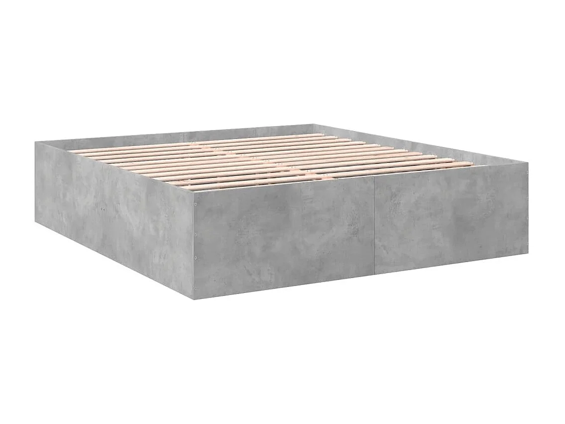 Cadre de lit sans matelas gris béton 200x200 cm