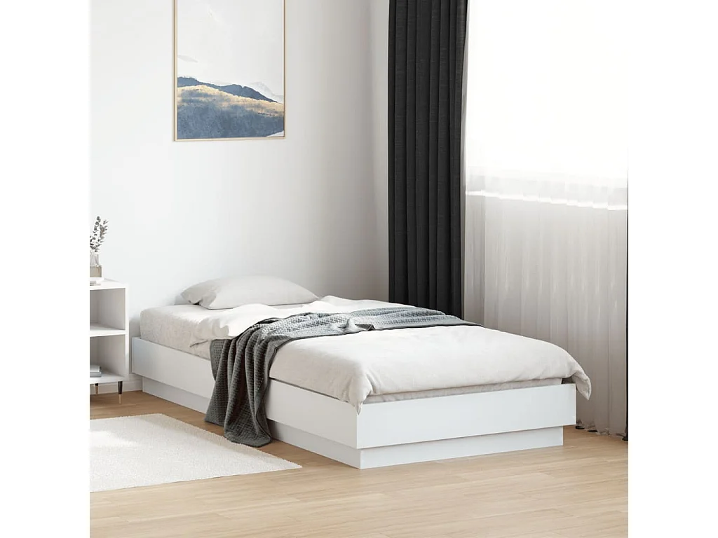 Bedframe met LED-verlichting wit 90x190 cm