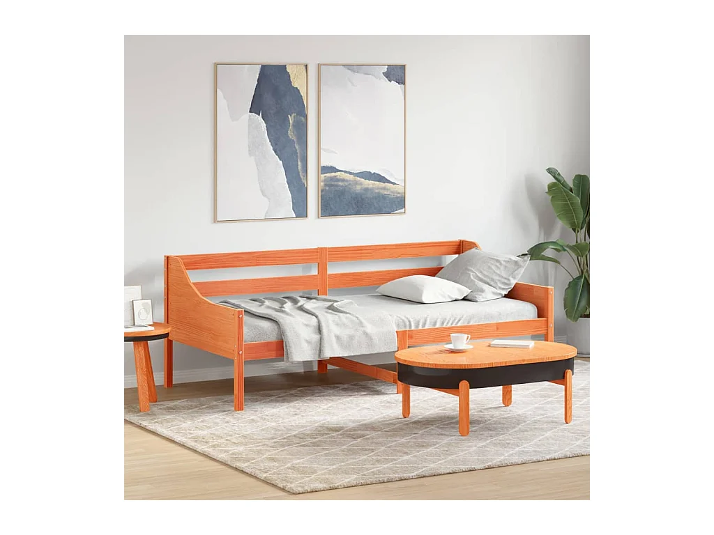 Dormeuse senza Materasso Marrone Cera 80x200 cm Legno di Pino