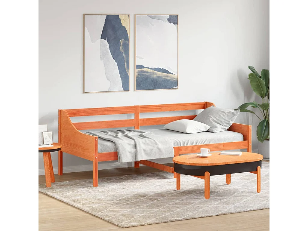 Lit de jour sans matelas cire marron 80x200 cm bois pin massif