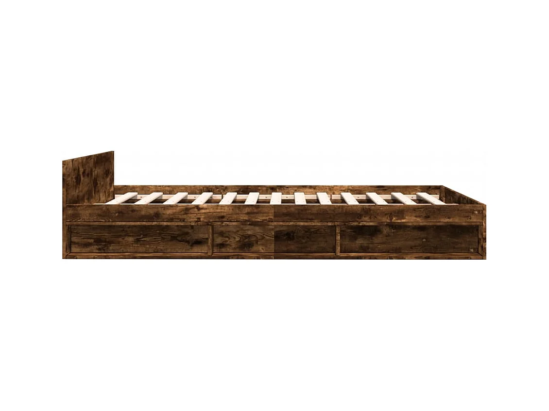 Cadre de lit avec tiroirs sans matelas chêne fumé 160x200 cm