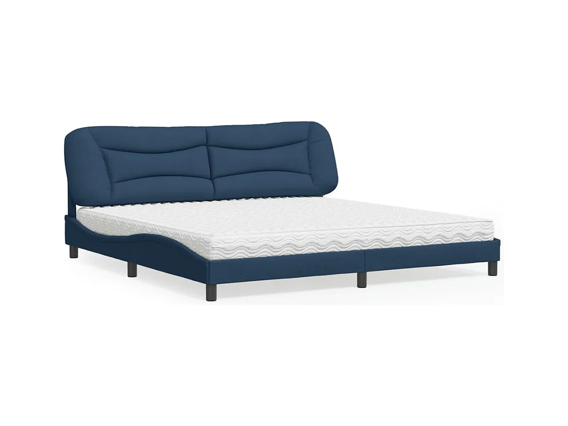 Lit avec matelas bleu 200x200 cm tissu