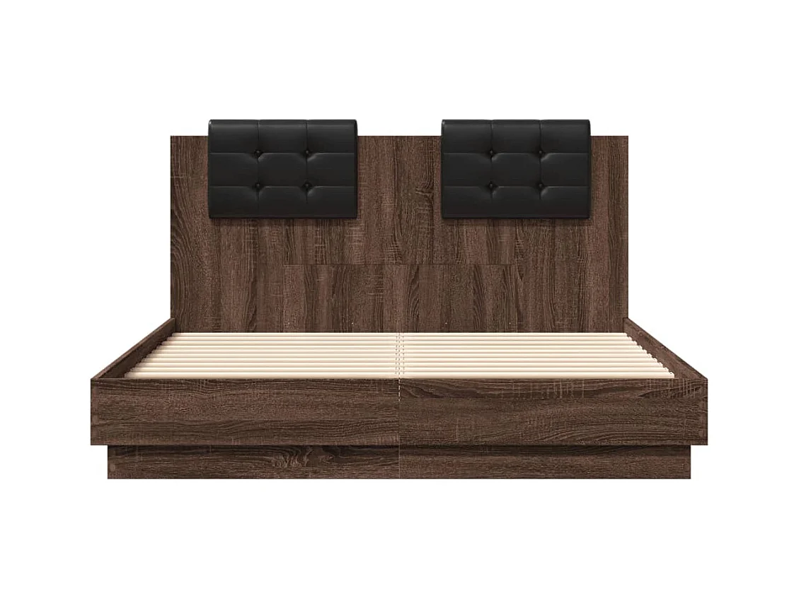 Cadre de lit avec LED sans matelas chêne marron 135x190 cm