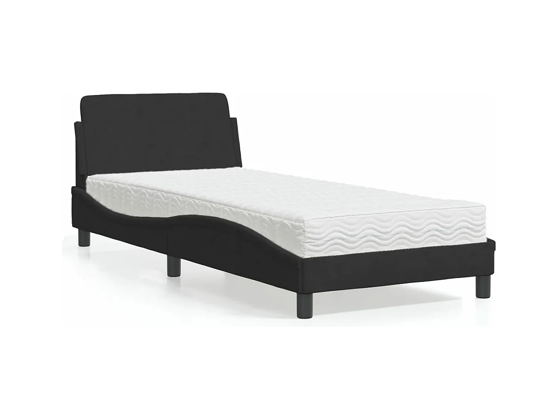 Lit avec matelas noir 80x200 cm velours