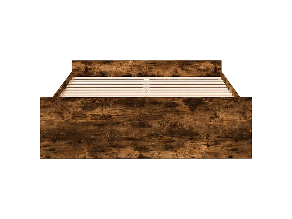 Cadre de lit avec tiroirs sans matelas chêne fumé 120x190 cm