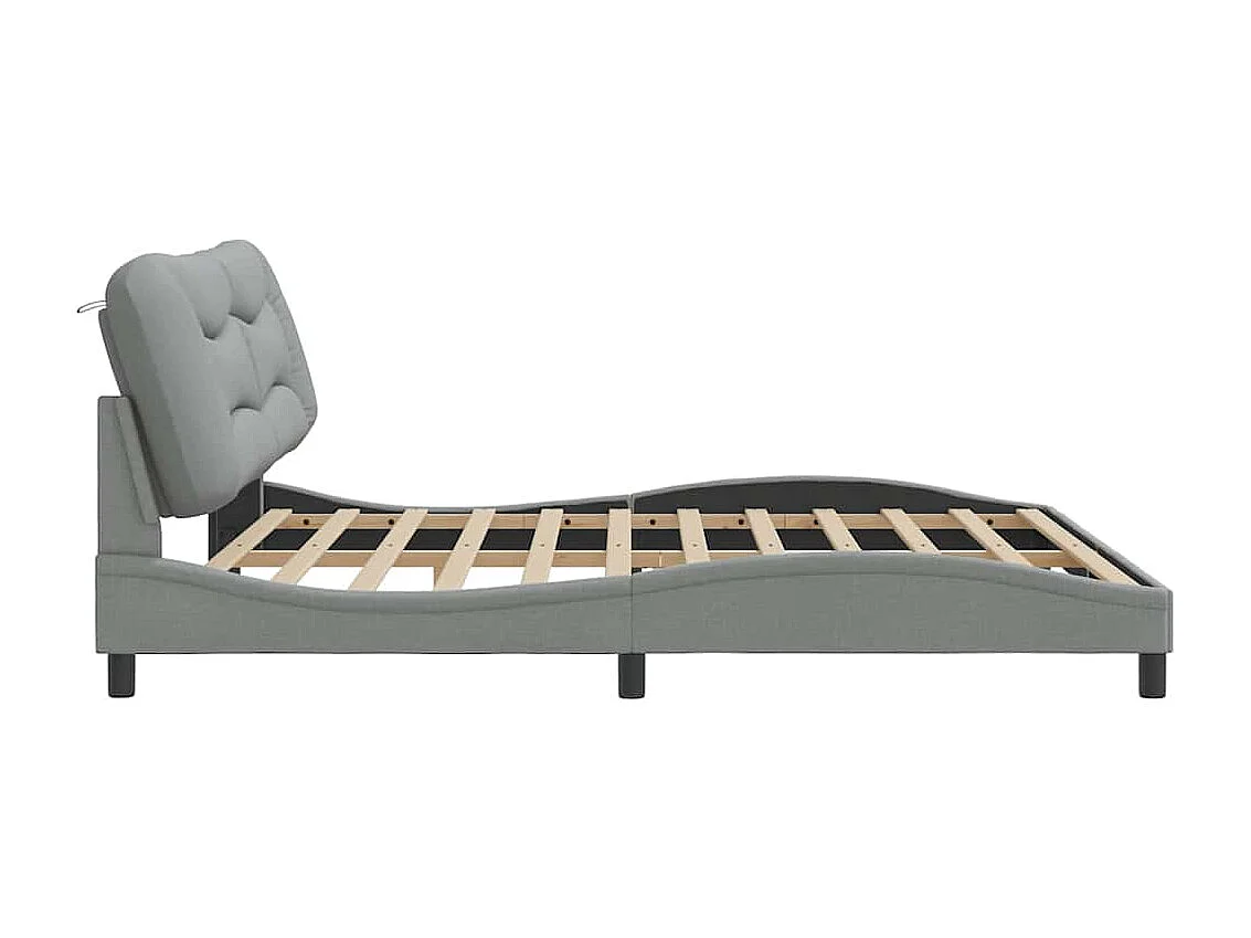 Bedframe zonder matras "Hvar" stof lichtgrijs 200x200 cm
