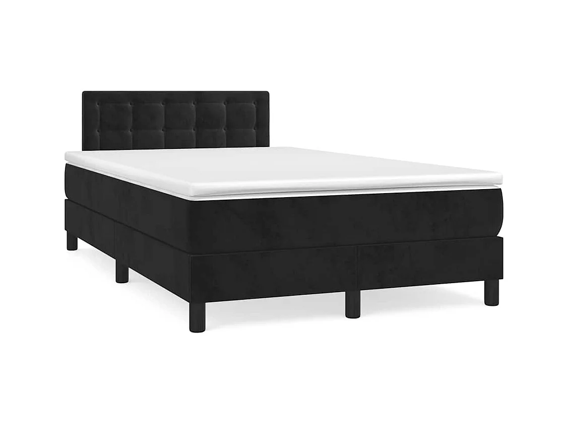 Sommier à lattes de lit et matelas LED noir 120x190 cm velours