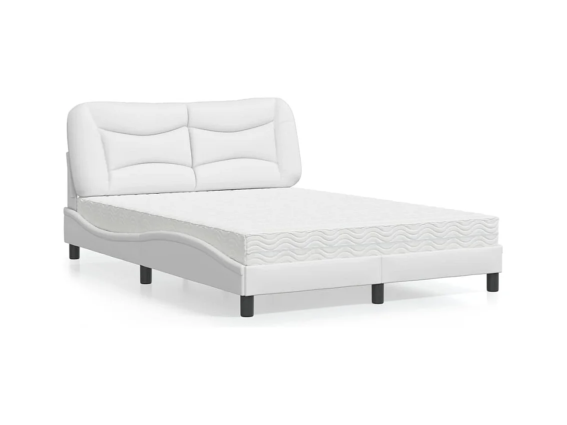 Lit avec matelas blanc 140x200 cm similicuir