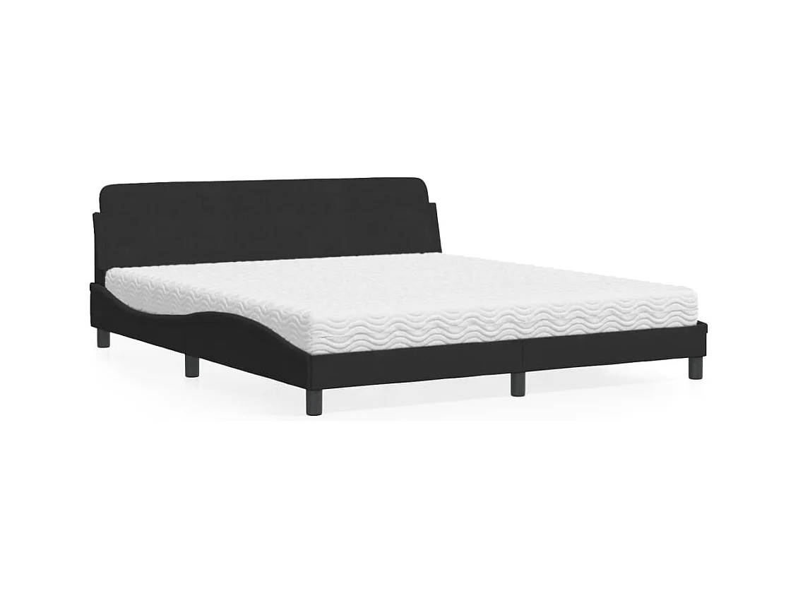 Lit avec matelas noir 180x200 cm velours