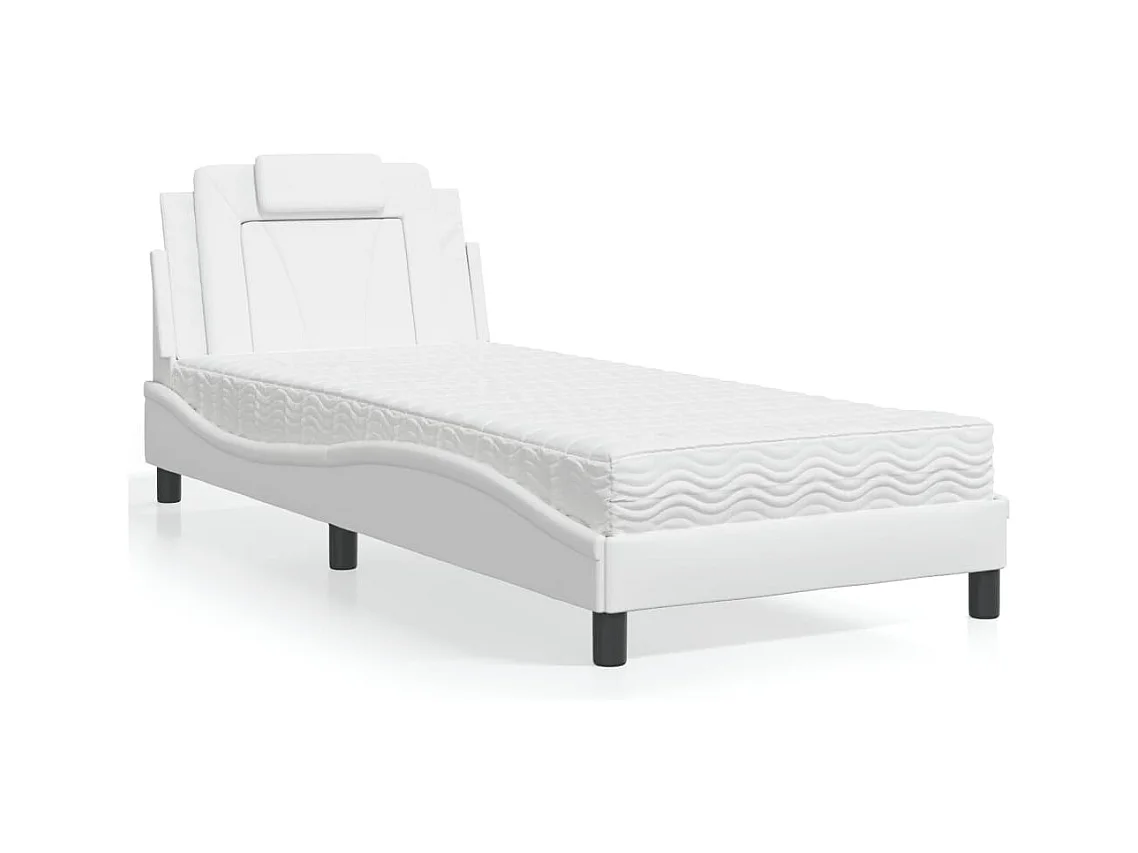 Lit Viana avec matelas blanc 90x190 cm similicuir