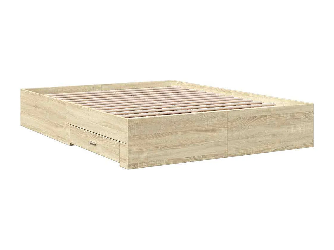 Cadre de lit avec tiroirs sans matelas chêne sonoma 150x200 cm