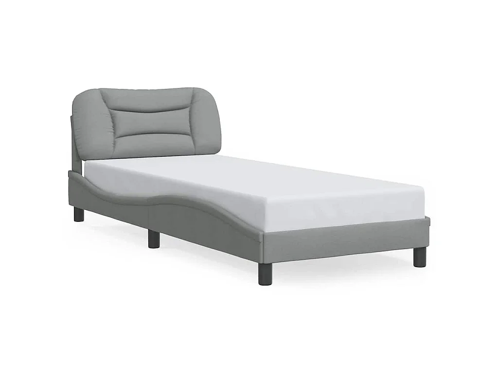 Estructura de cama sin colchón Hvar tela gris claro 90x190 cm