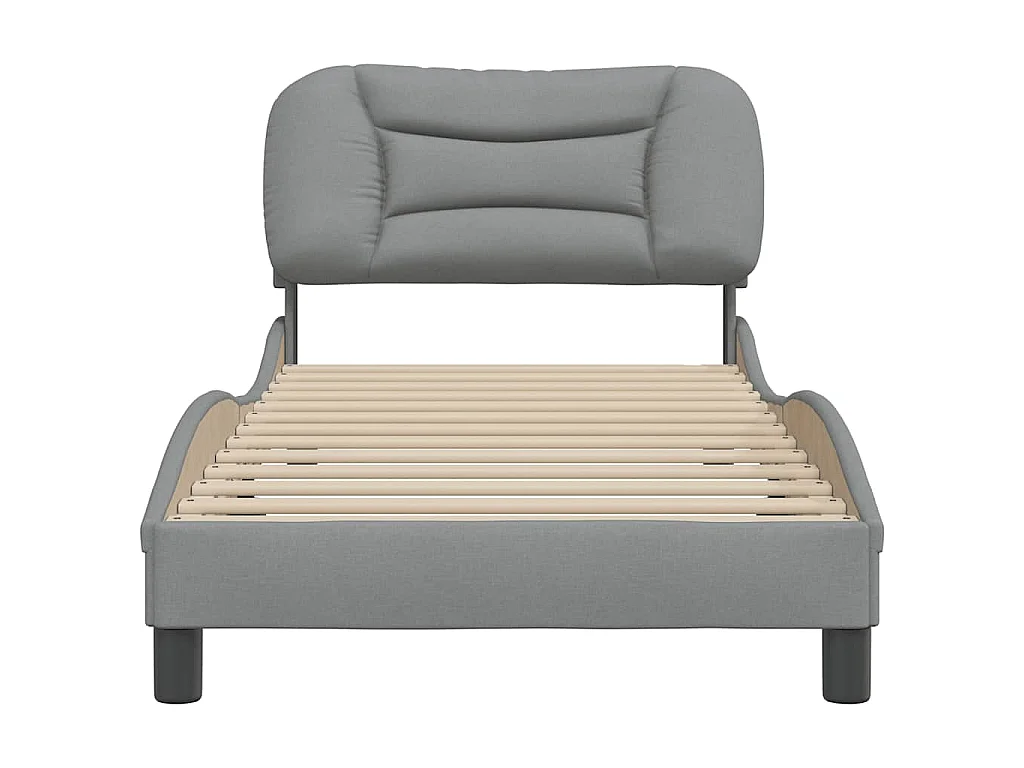 Estructura de cama sin colchón Hvar tela gris claro 90x190 cm