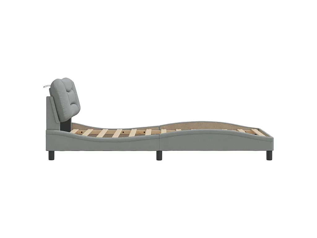 Estructura de cama sin colchón Hvar tela gris claro 90x190 cm