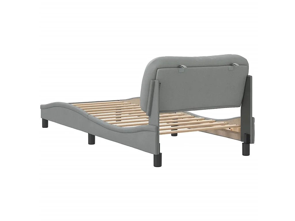 Estructura de cama sin colchón Hvar tela gris claro 90x190 cm