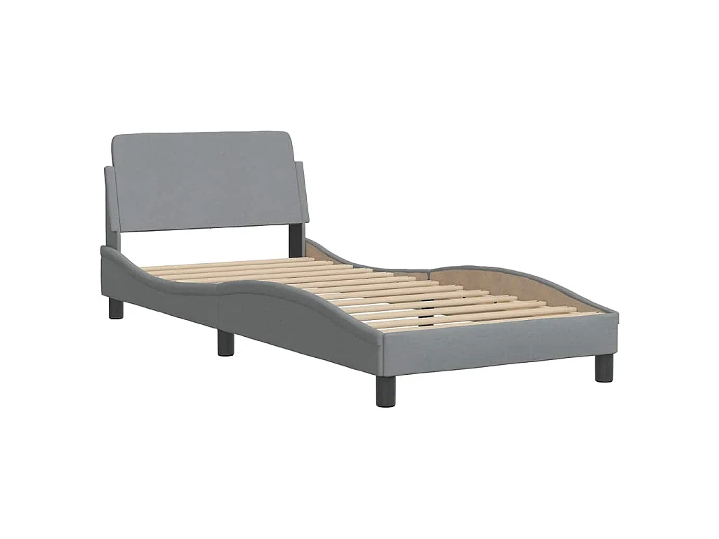 Estructura de cama sin colchón Hvar tela gris claro 90x190 cm