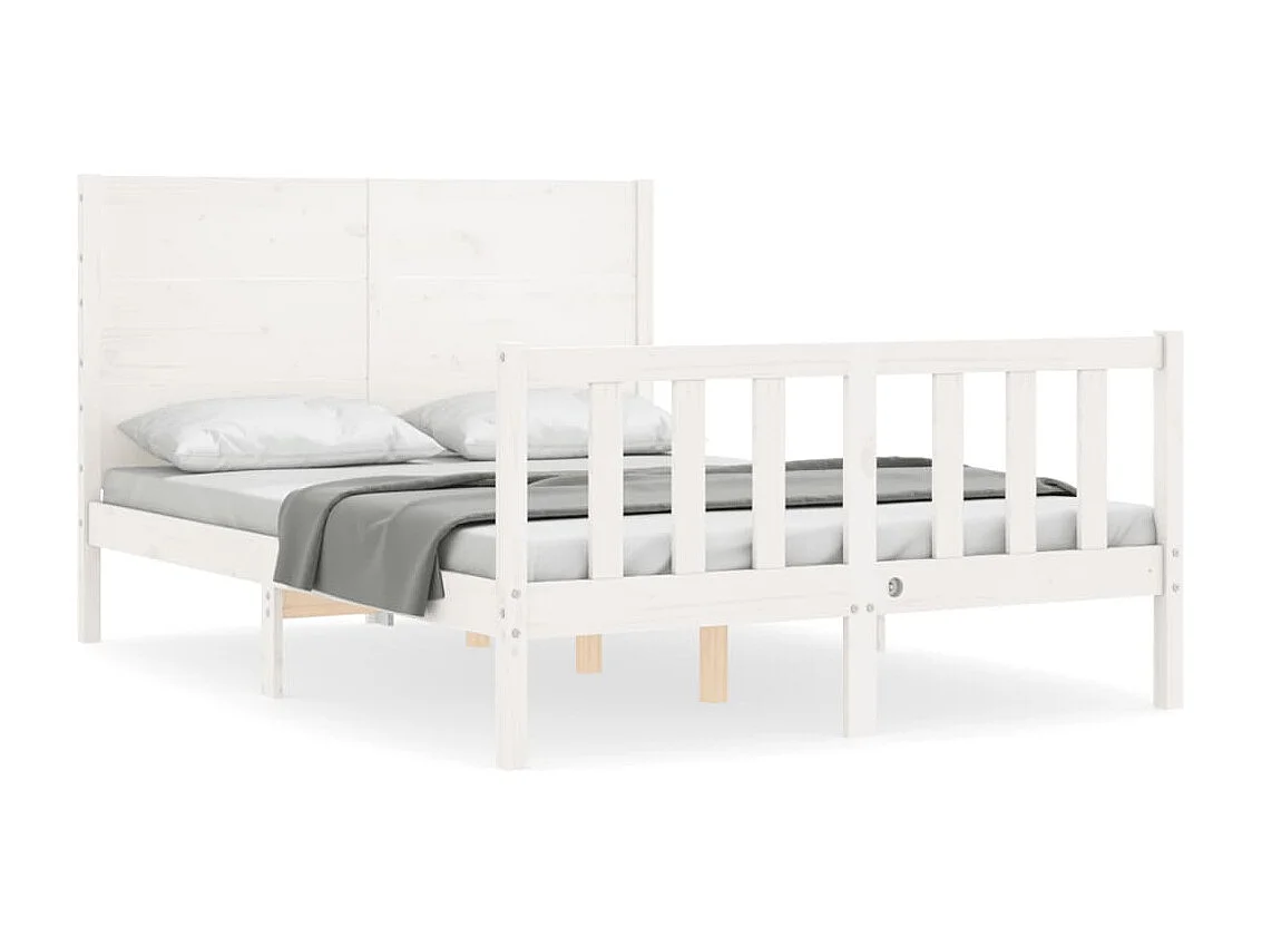 Cadre de lit sans matelas blanc bois de pin massif